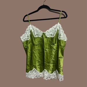 Vintage Green Lace Trim Cami